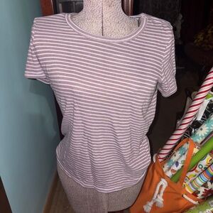 American Eagle Striped Women's Top - Pink and White